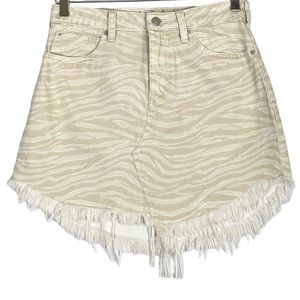 Free People Zebra Cream Mini Skirt - Asymmetrical - Size 30